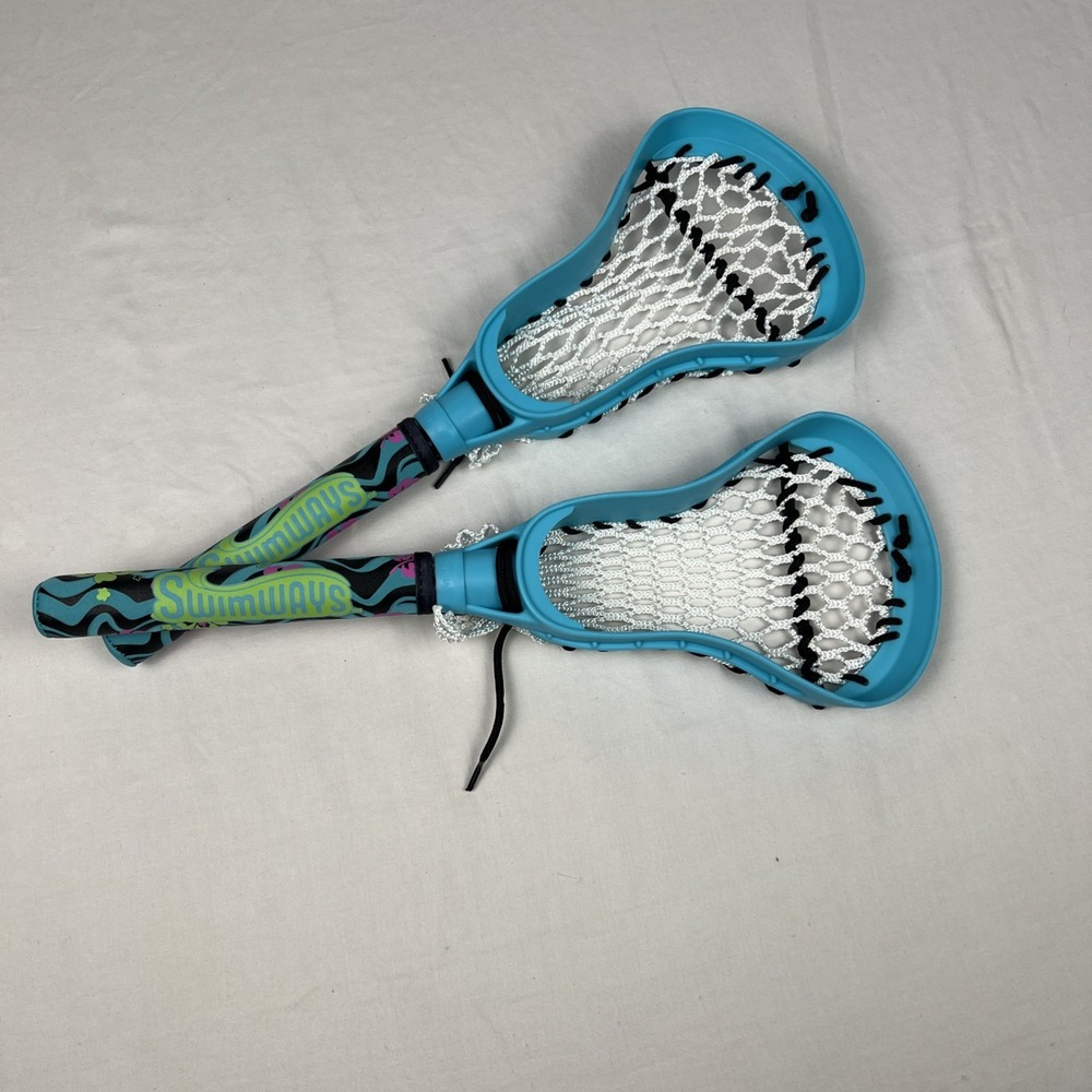 Swimways Pool Lacrosse Sticks Set of 2 Blue Tropical Floral Water Toy 16.5 Inch
